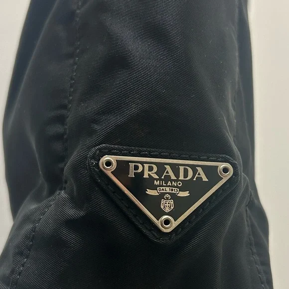 Prada Black Nylon Tote Bag with Logo Detail EUC - Picture 1 of 16